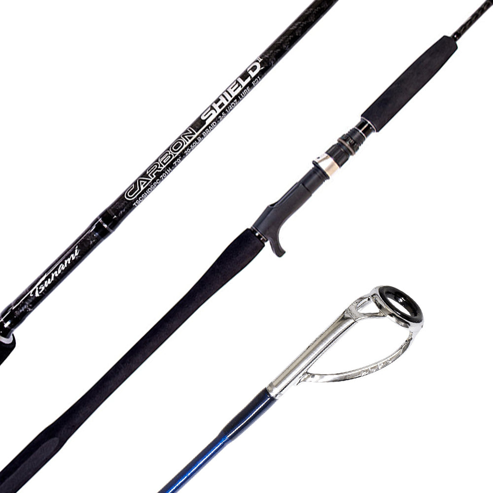 Tsunami カーボンシールド II スピニングロッド - TSCSHDII761MH-B Tsunami Carbon Shield II Slow Pitch Conventional Rod \u2013 Tsunami