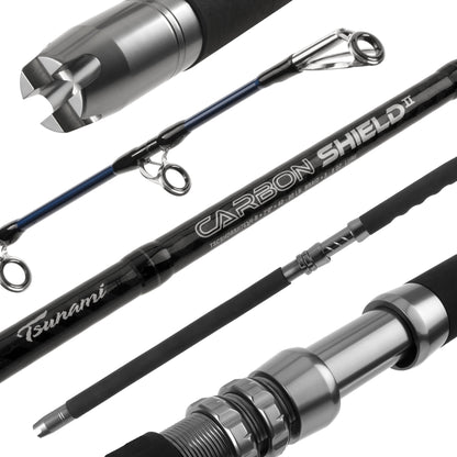 rod tsunami carbon shield 8 heavy III Spinning TSCSHDIII701MH A tip strength increase of thirty percent and greatly improved sensitivity are just two of the important benefits found in the Tsunami Carbon Shield II rods Tsunami TSCSHDBCII701MH-B Carbon Shield II