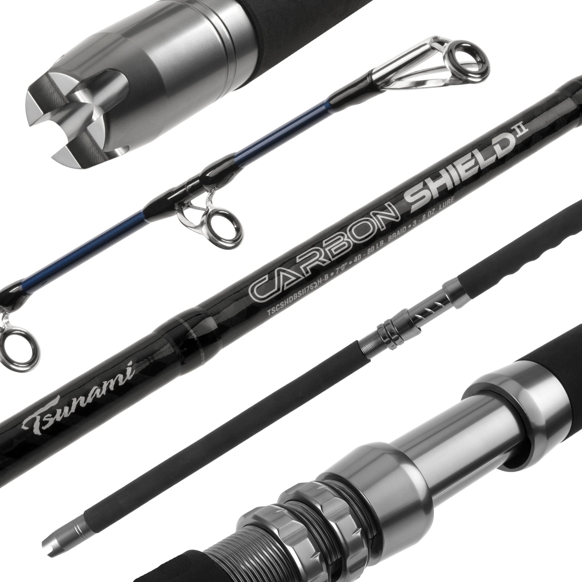 Tsunami Carbon Shield II Blue Water Spinning Rod  Tsunami Fishing Tackle