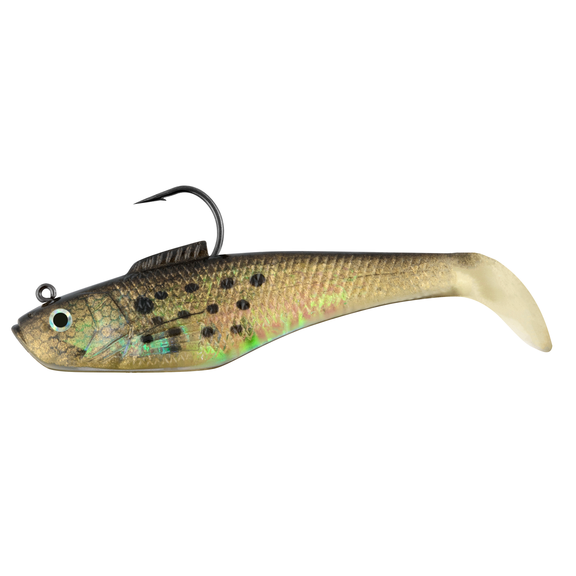 Mackinaw Shad Pre-Rigged Swimbait (2 Pack) - 1.3 Oz Paddle Tail, Ice White, For Bass, Saltwater & Freshwater Fishing